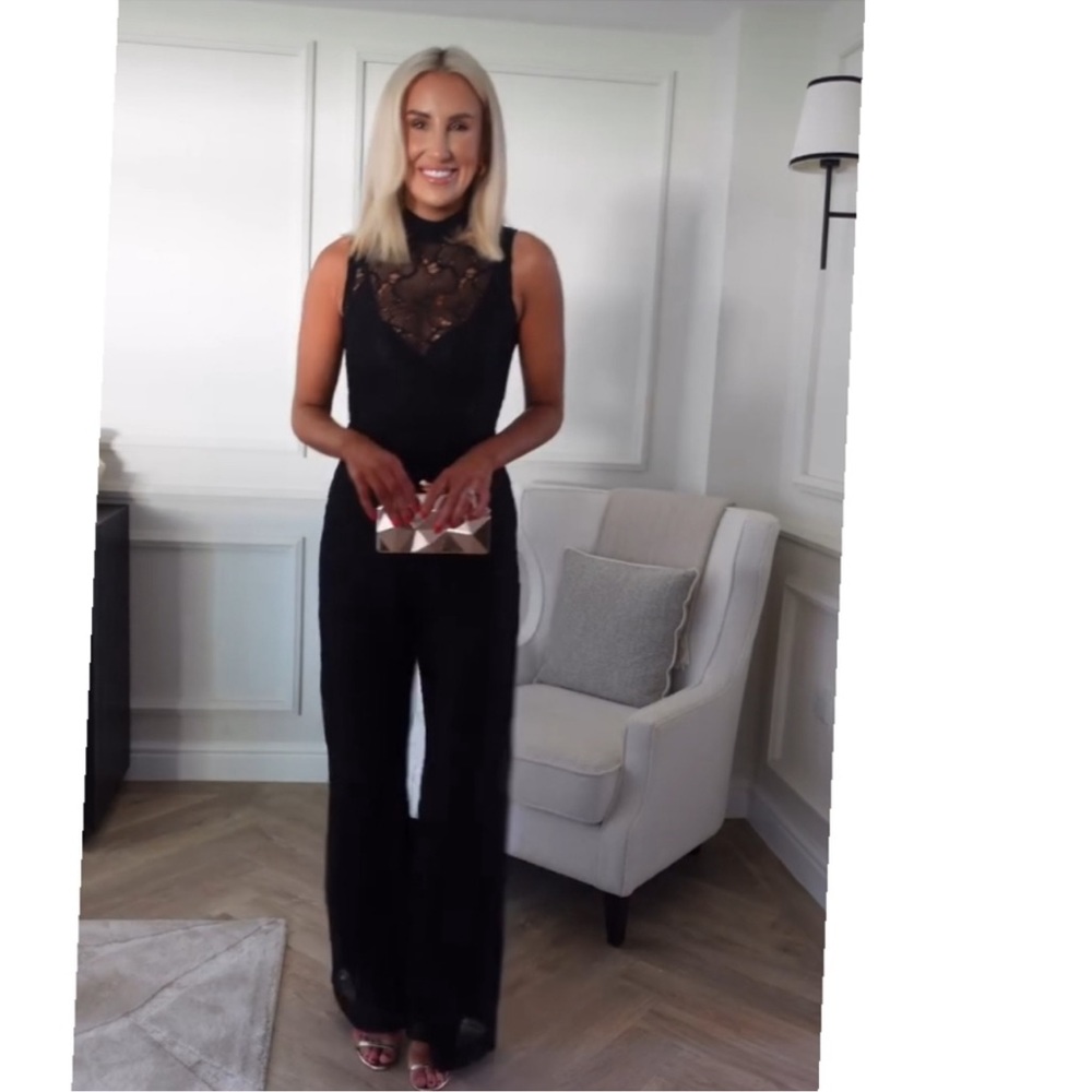 ZARA MIXED JUMPSUIT WITH LACE HIGH COLLAR WITH SLED BOW - Picture 7 of 16